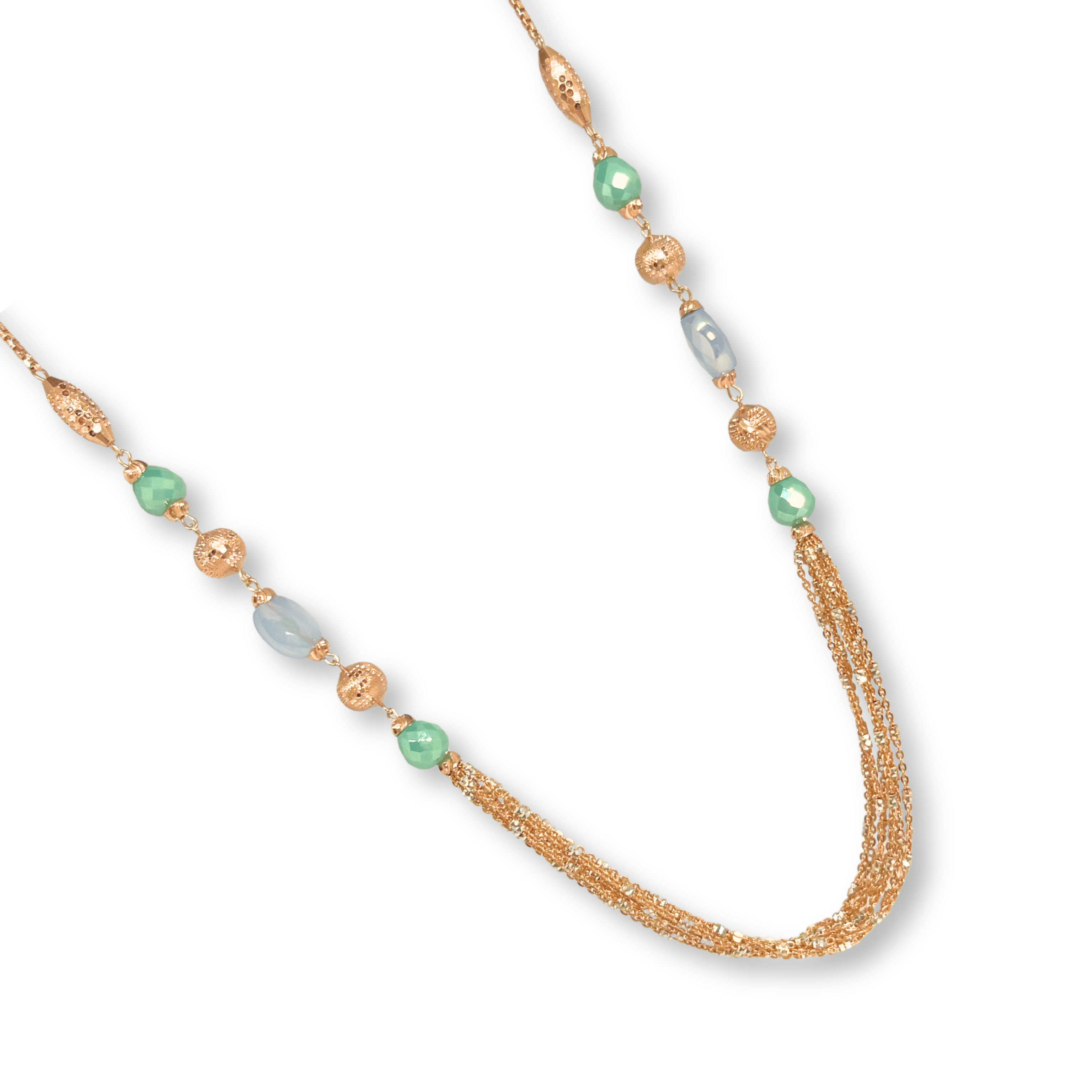 Elegant Pastel Beads Gold Finish Chain