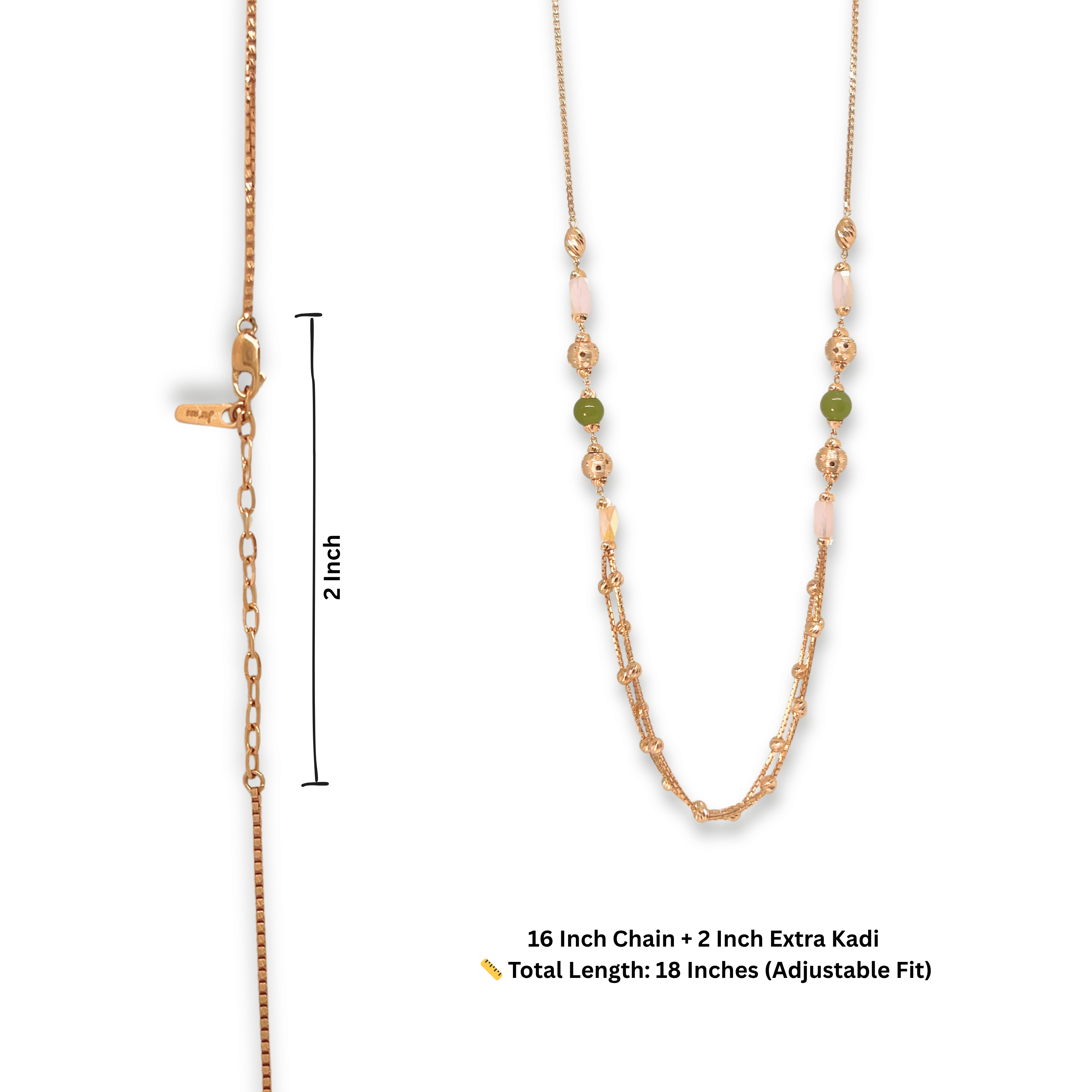 Pastel Pink & Green Elegant Chain Mala
