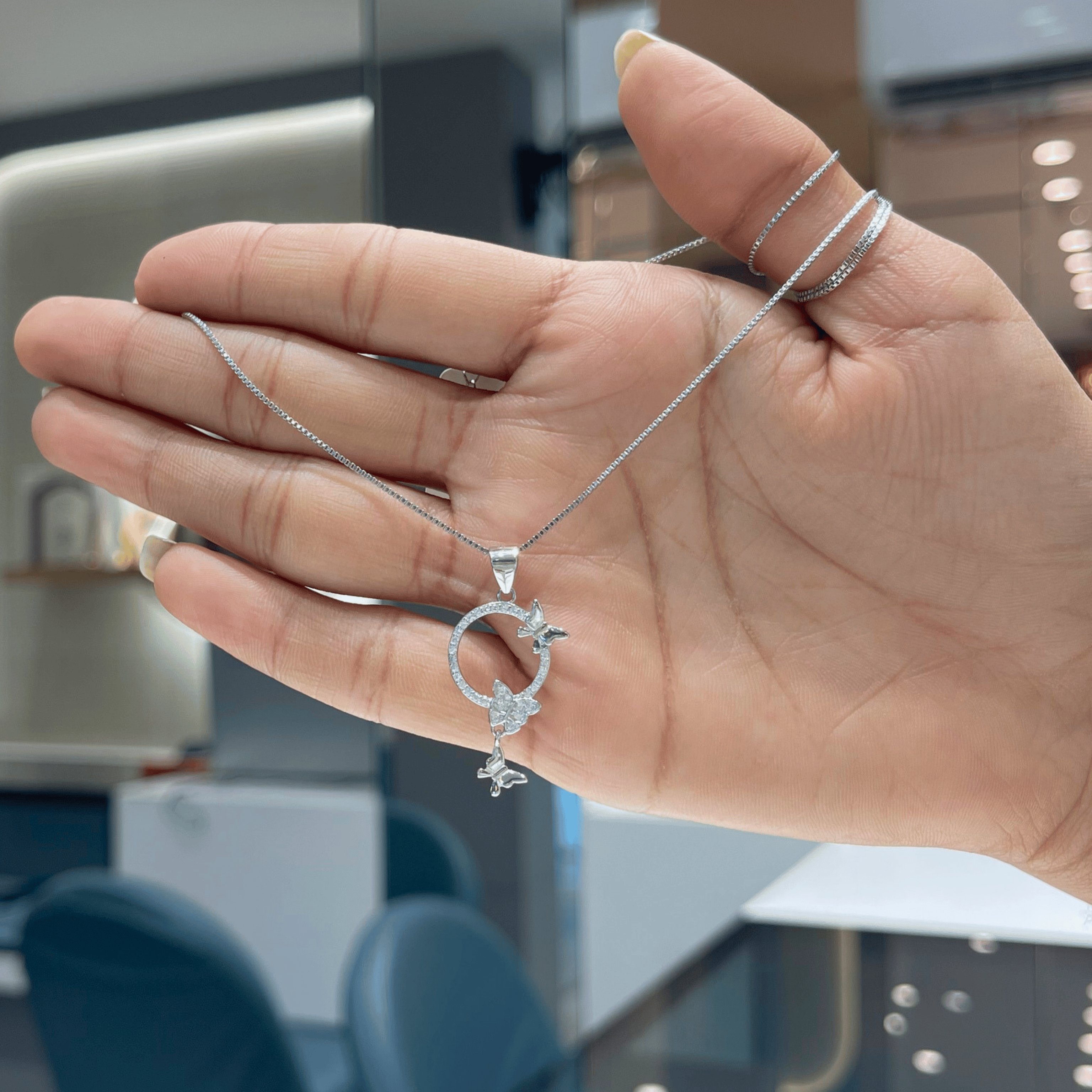 925 Silver Rose Gold Chain Pendant