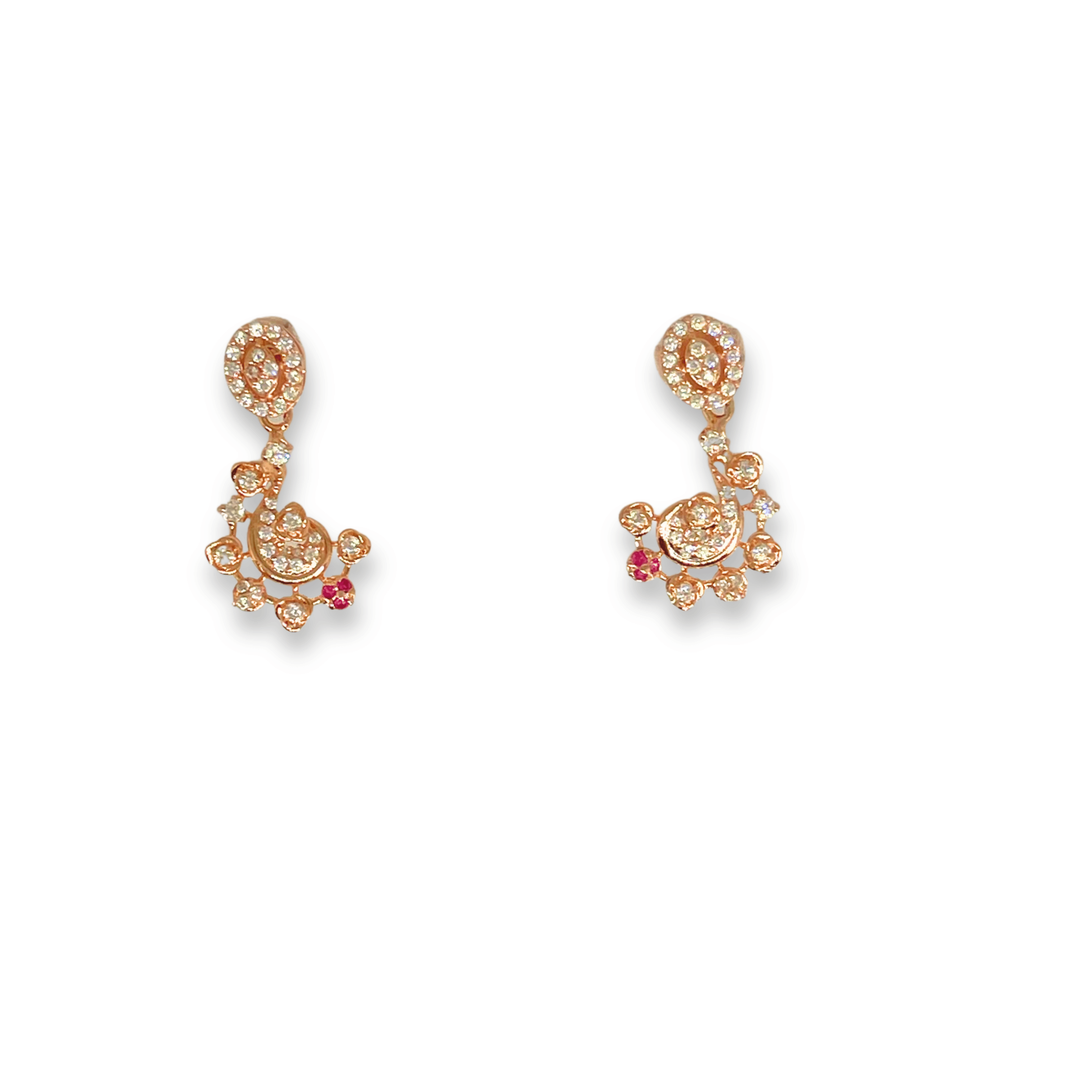 Elegant Paisley Crystal Necklace Set with Ruby Stones