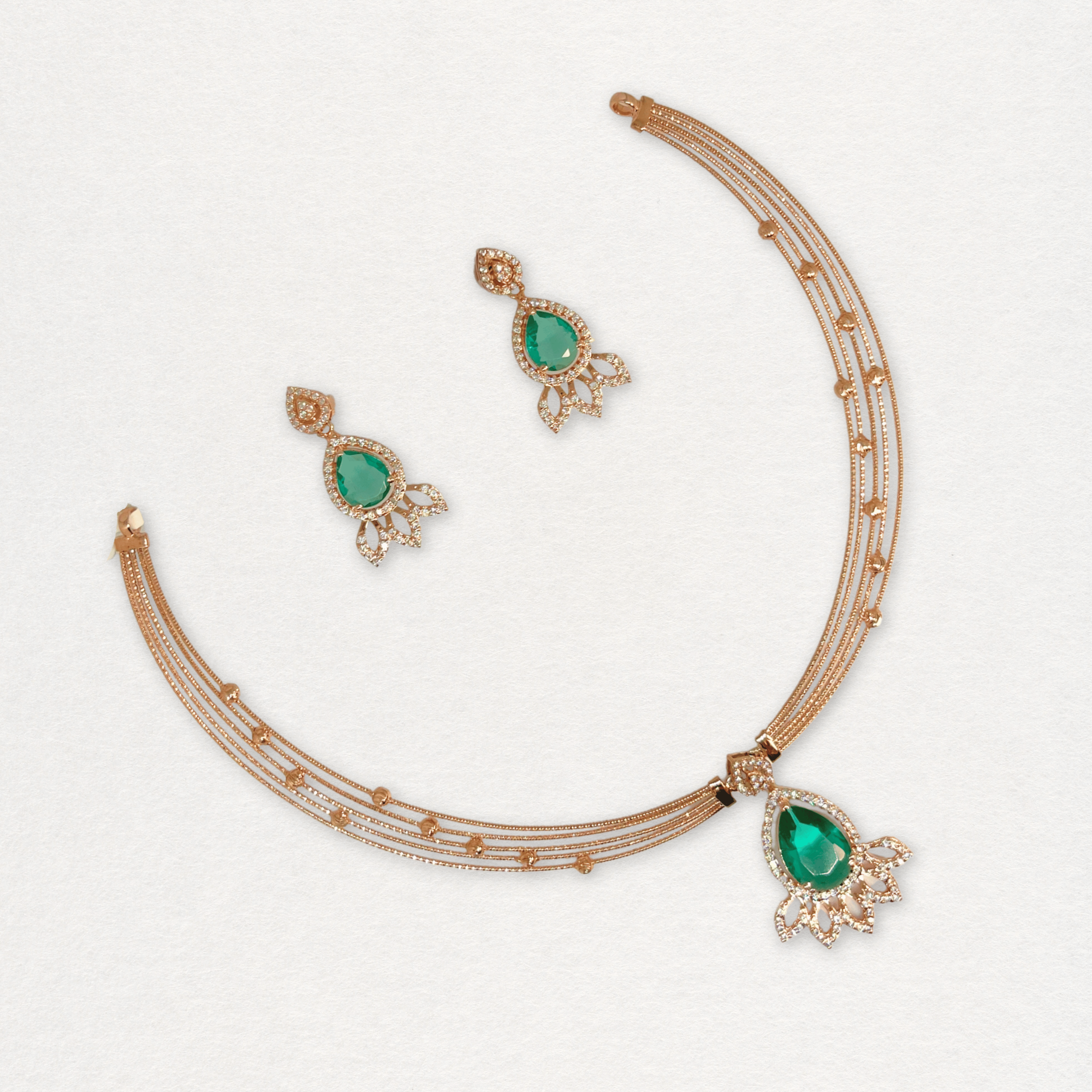 Emerald Green Stone Designer Necklace Set