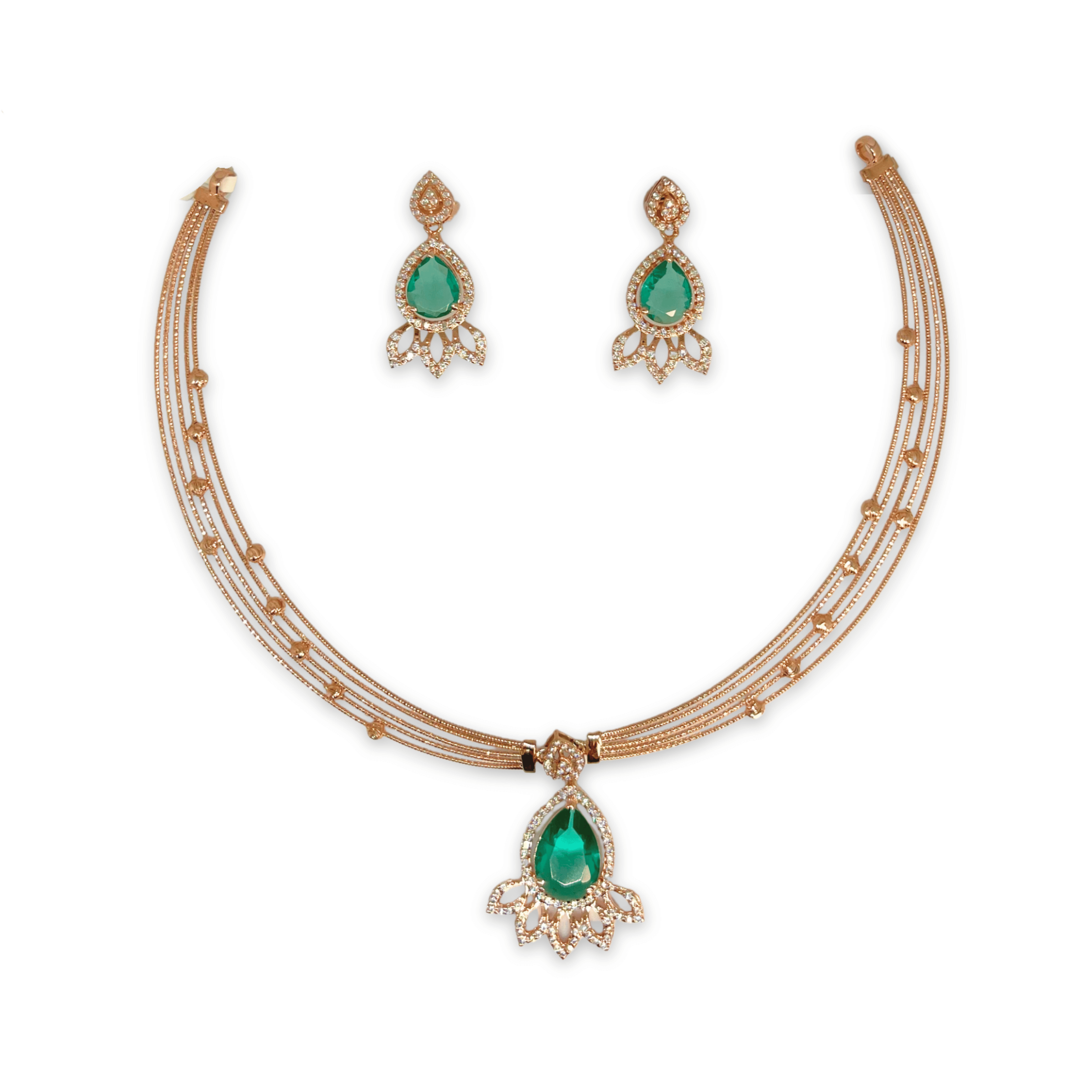Emerald Green Stone Designer Necklace Set