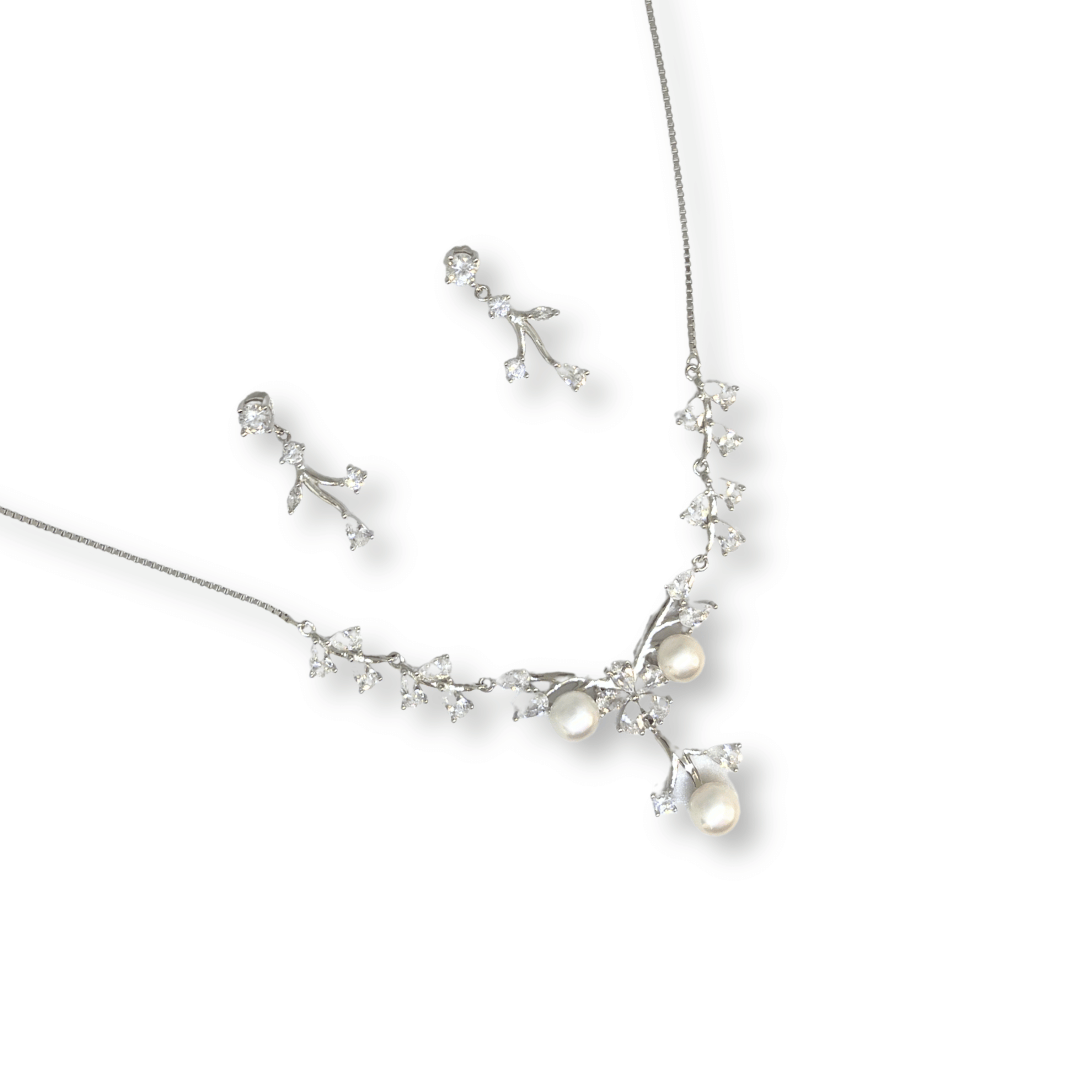 Pearl Floral Branch Necklace Set