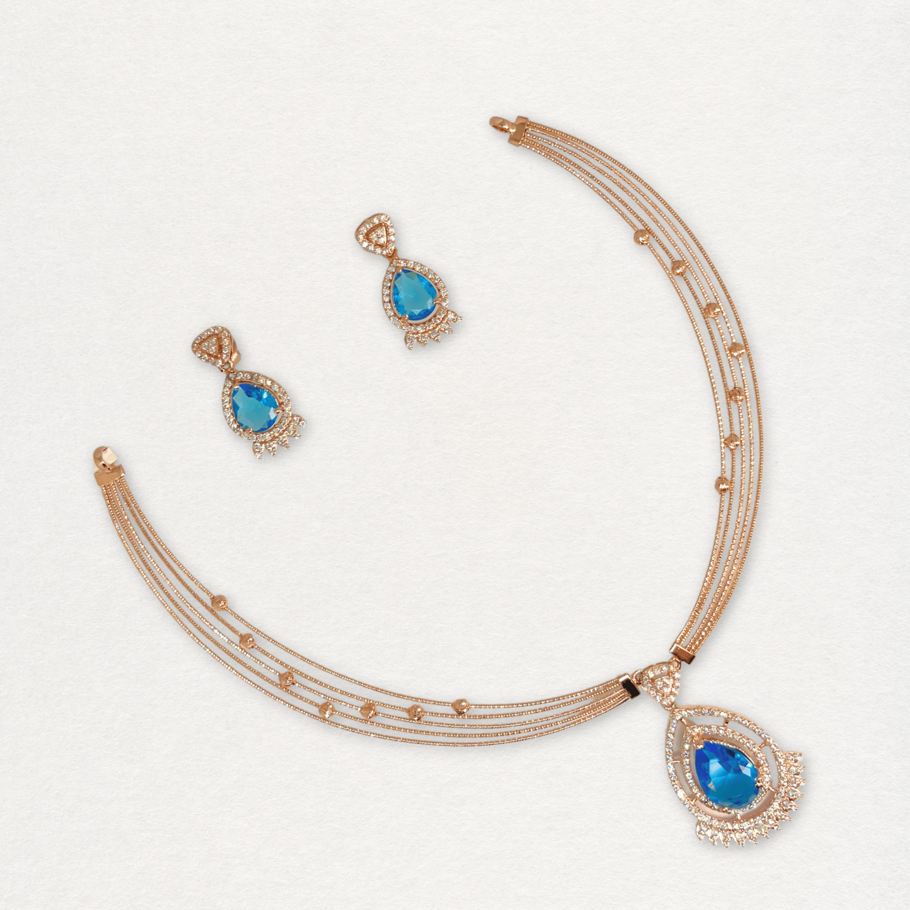 Royal Blue Stone Necklace Set