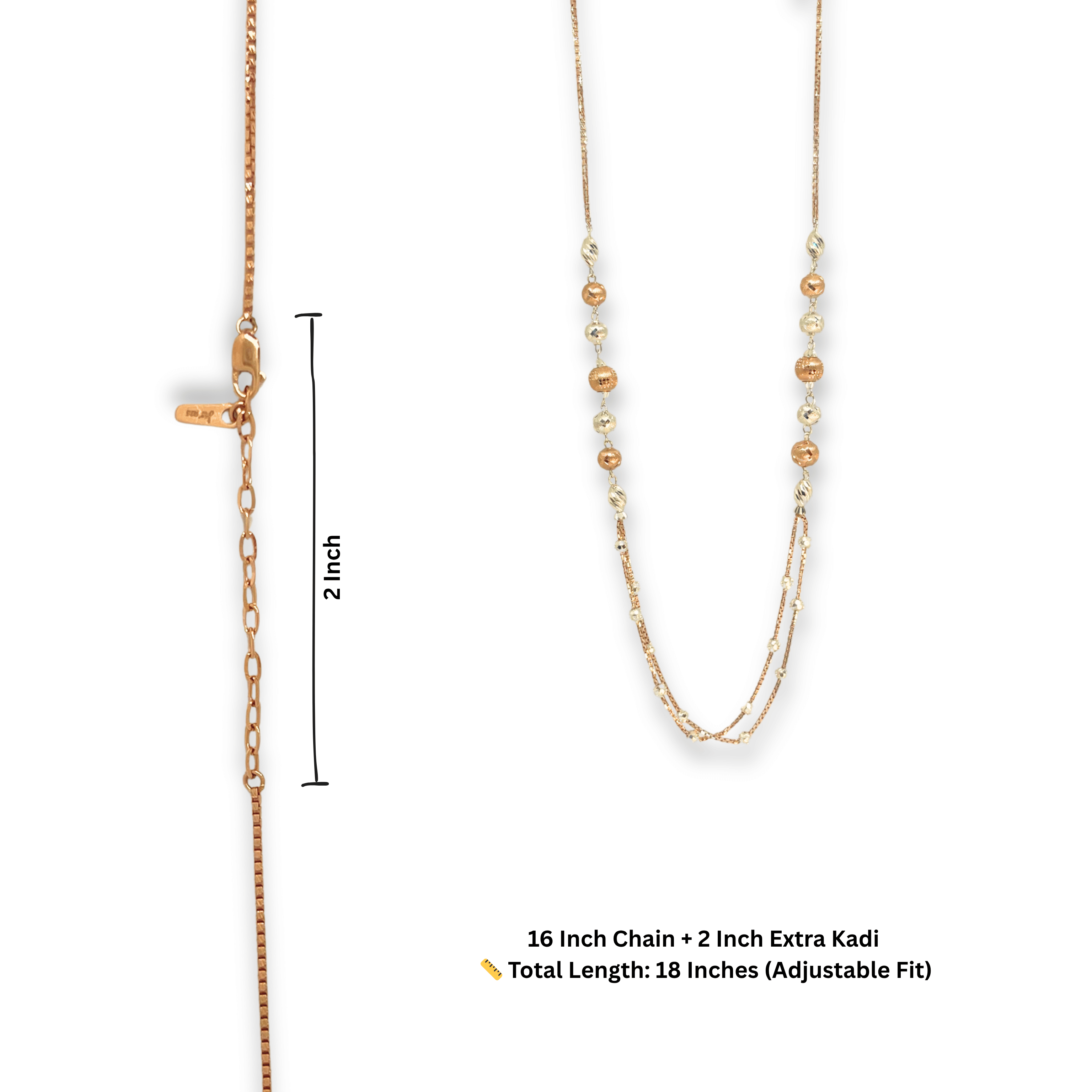 GlowBead Dual Tone Silver Chain