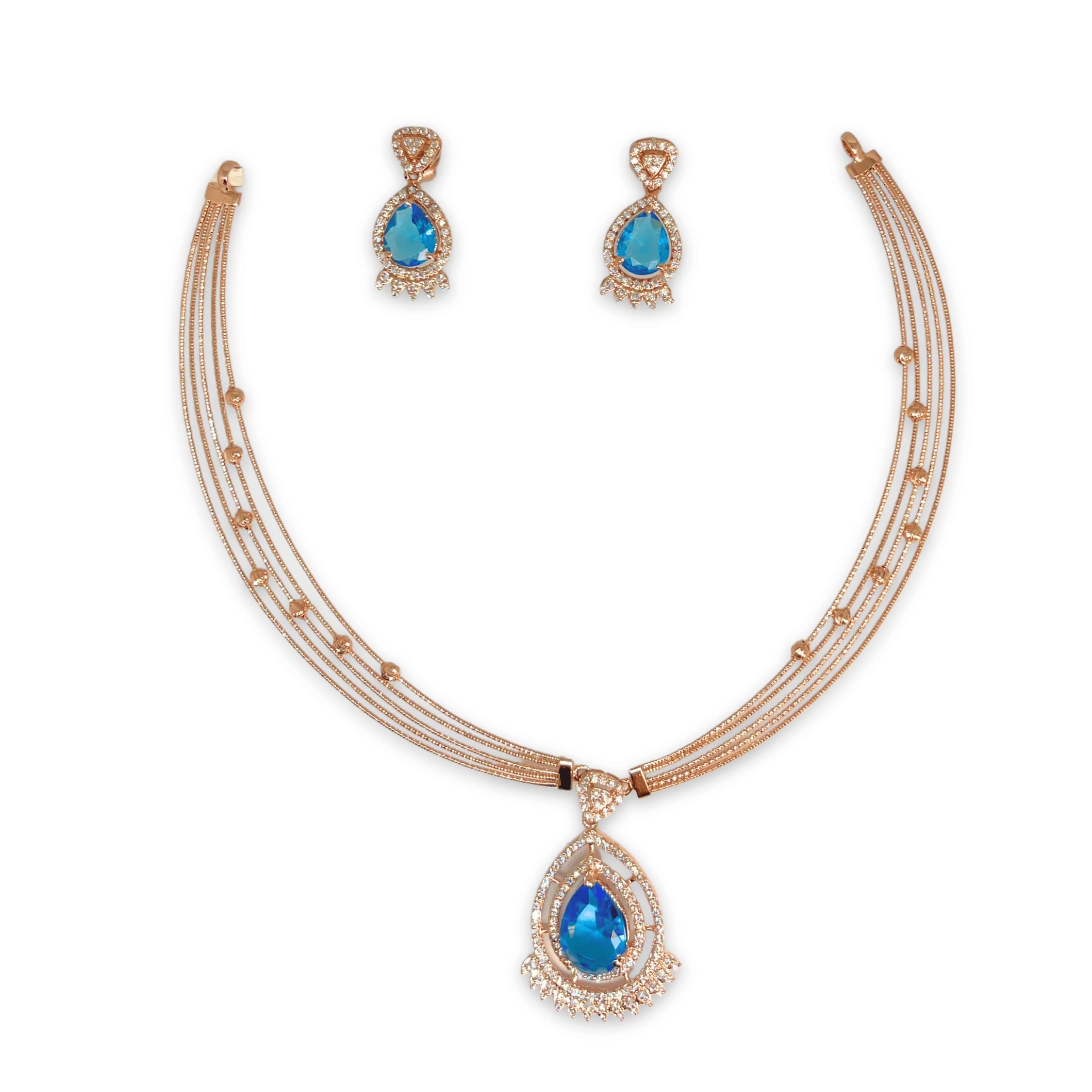 Royal Blue Stone Necklace Set