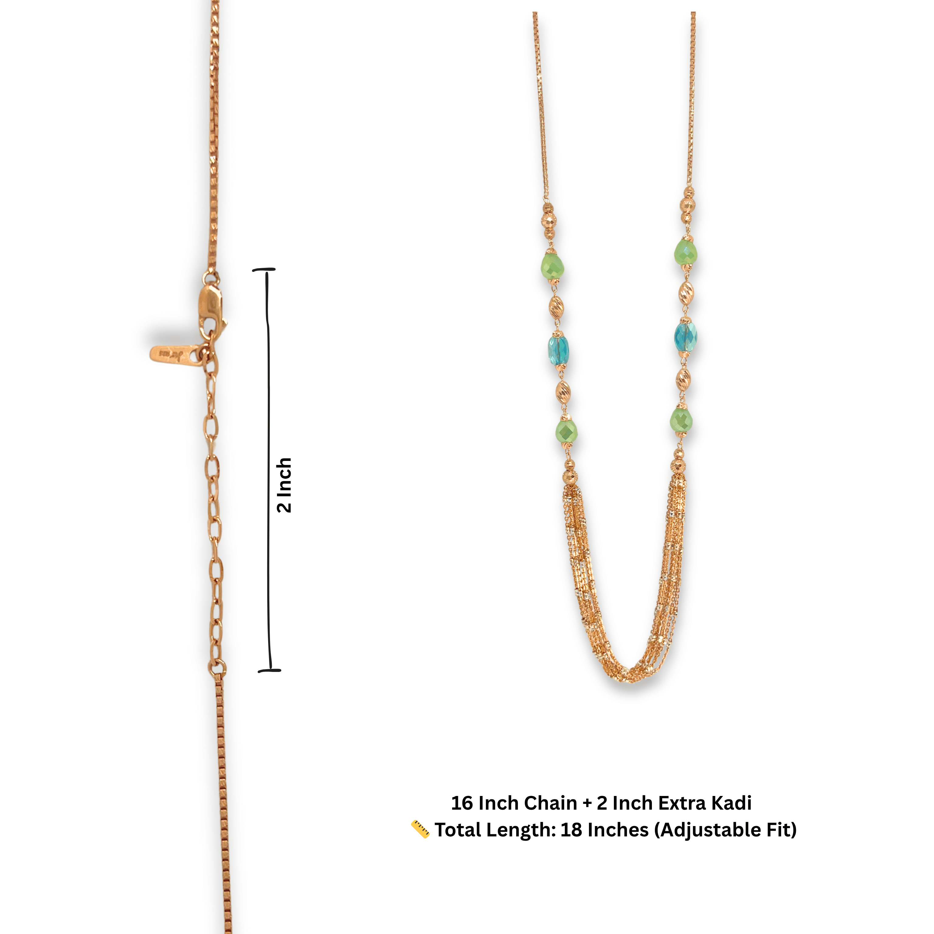 Green & Aqua Dual Tone Chain Mala