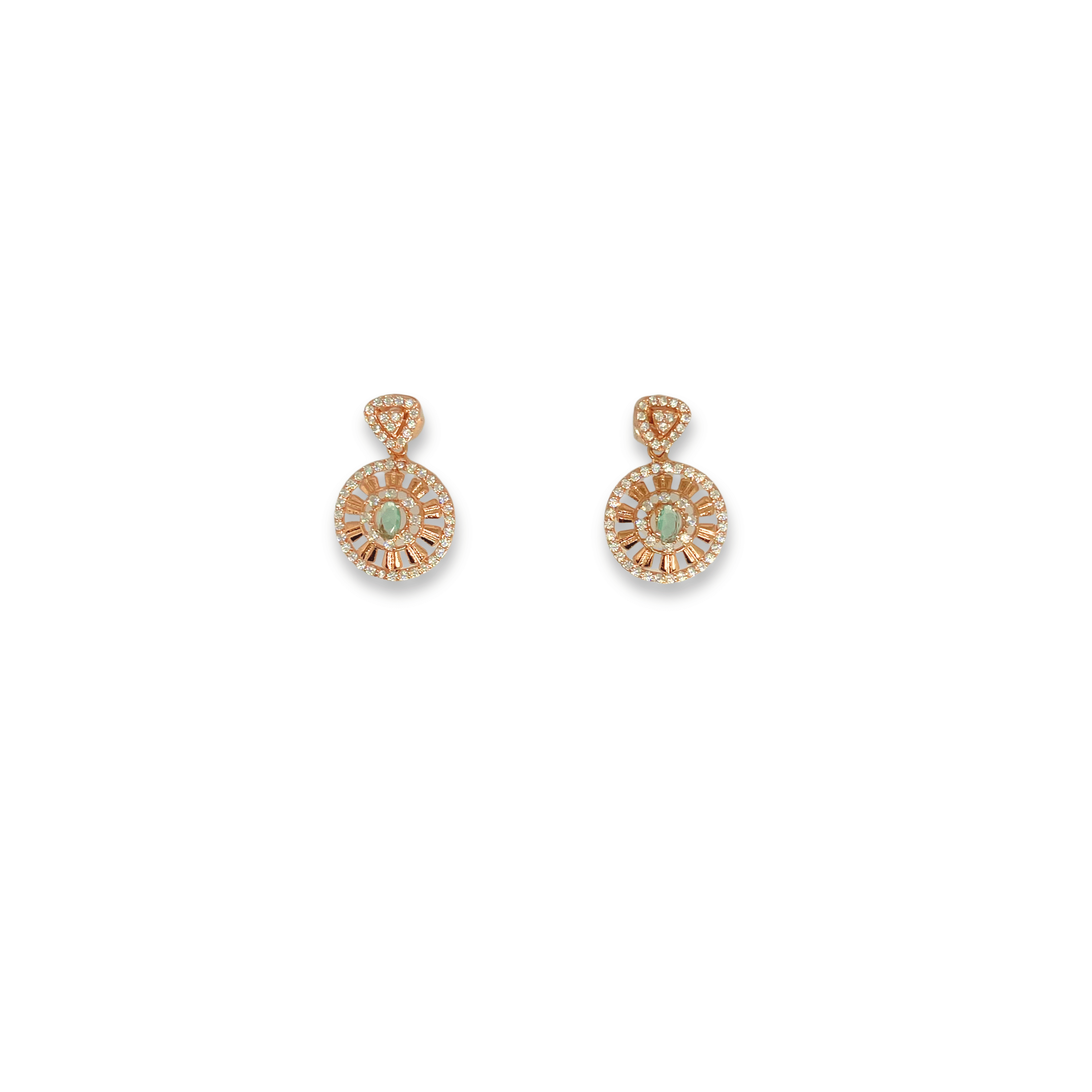 Designer Circular Crystal Necklace Set with Green Stone