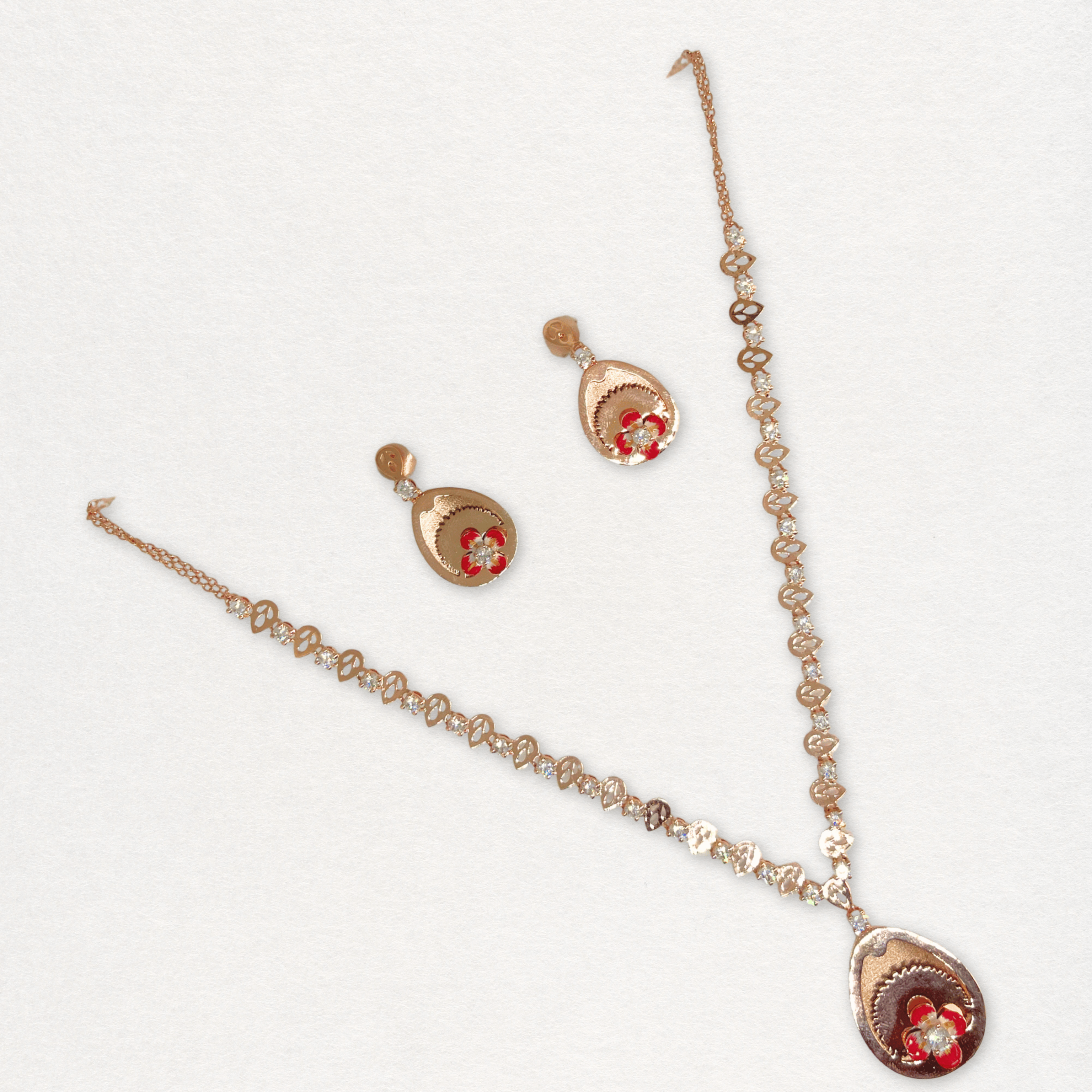 Elegant Floral Drop Necklace Set