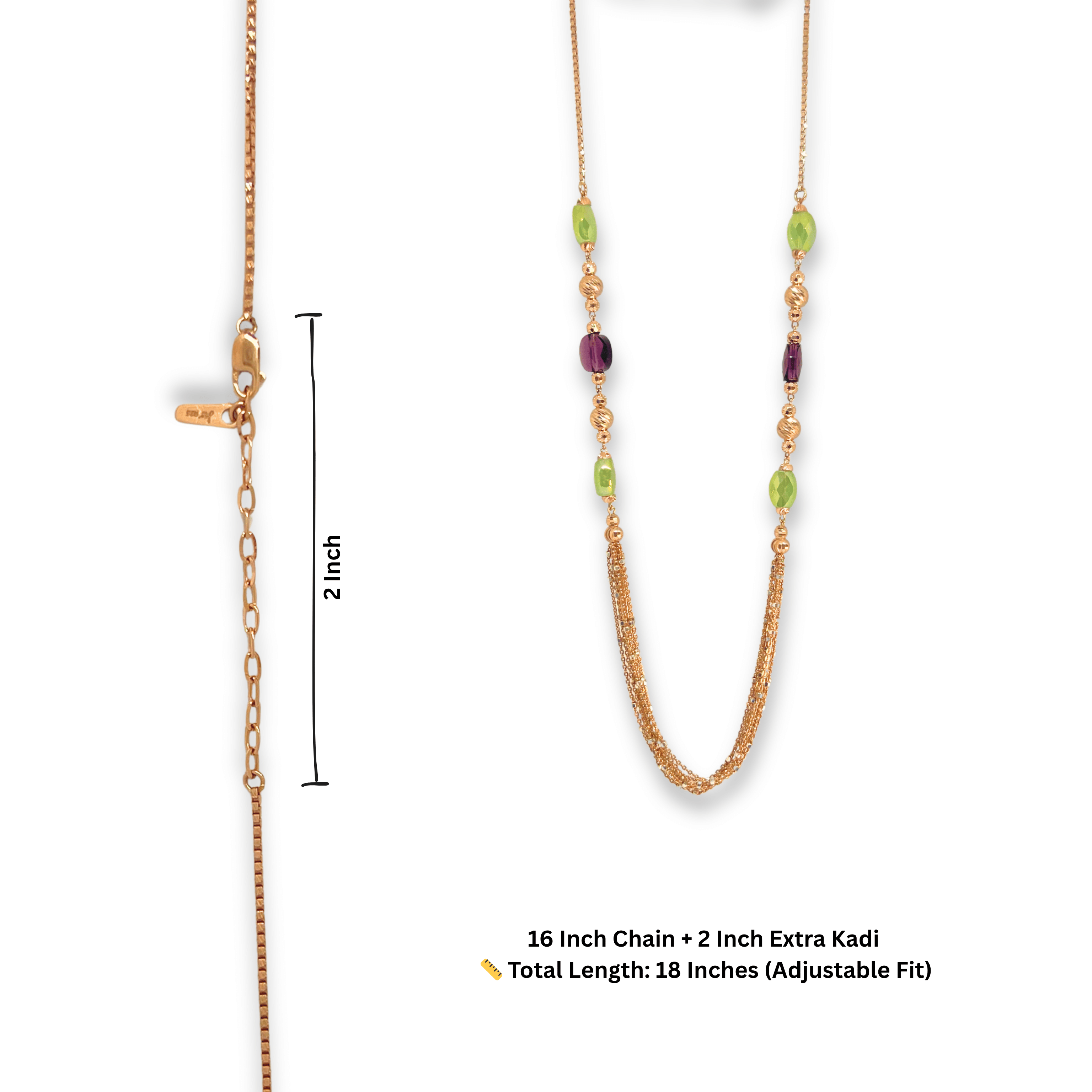 Green & Wine Purple Contrast Chain Mala