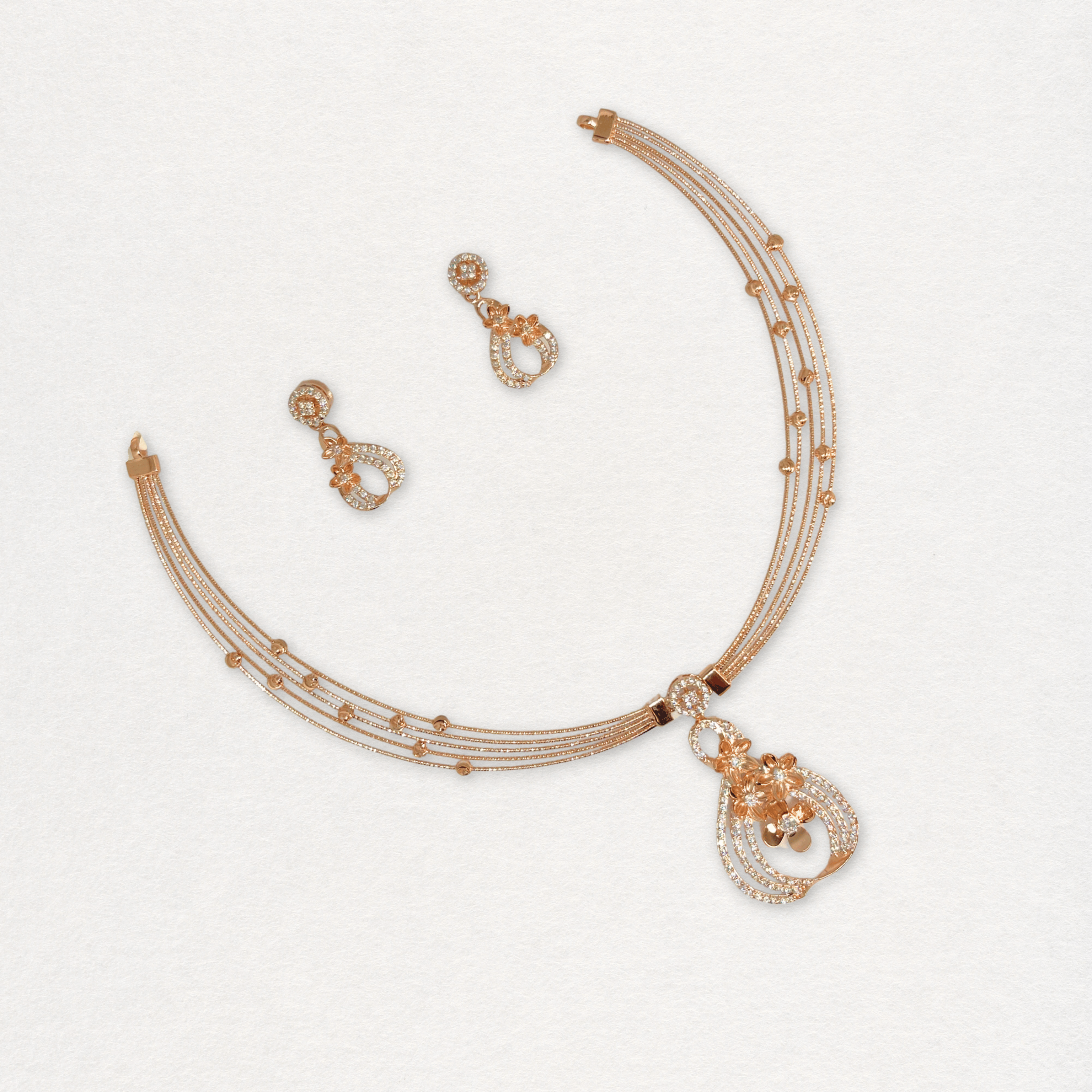 Elegant Crystal Floral Necklace Set