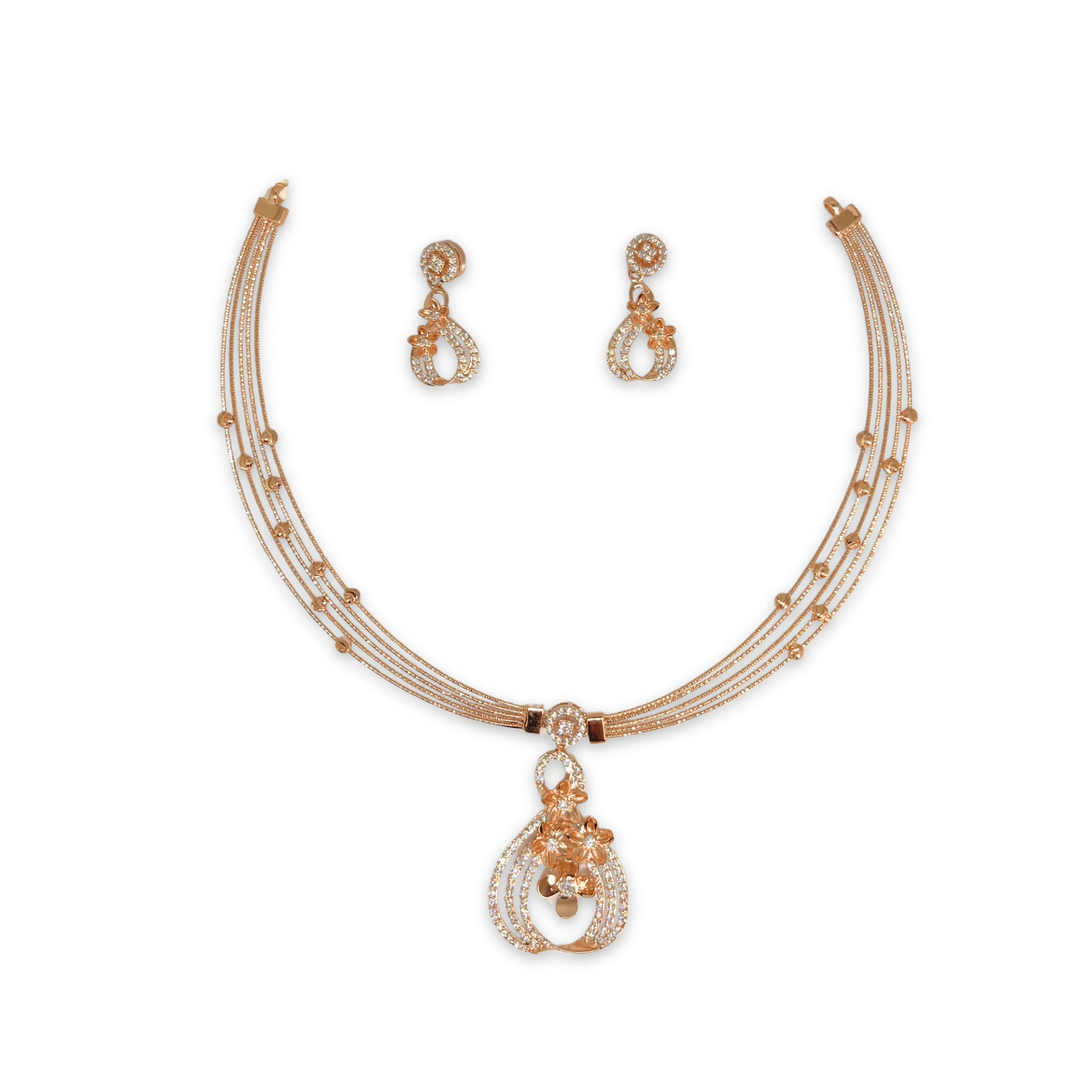 Elegant Crystal Floral Necklace Set