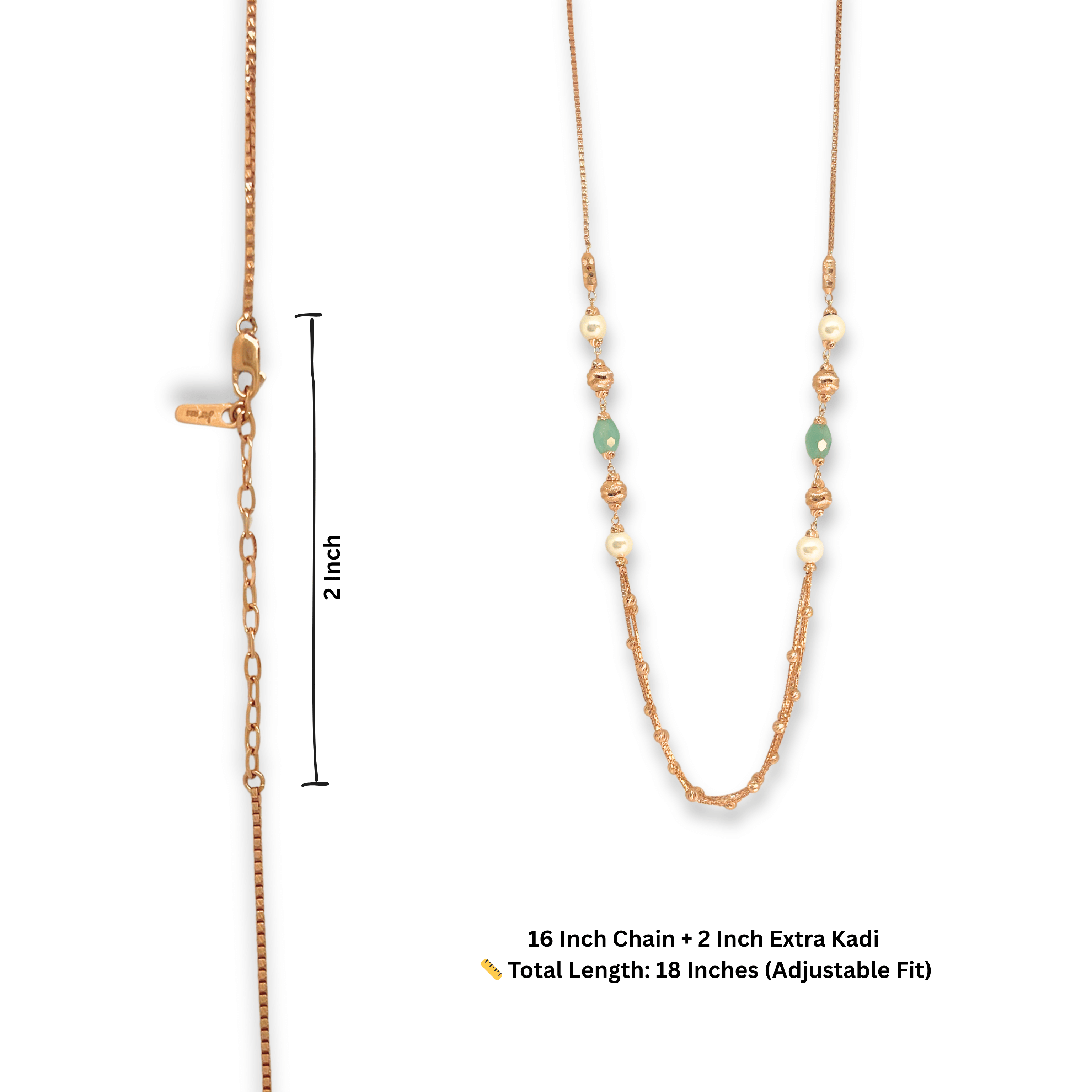 Pearl & Mint Green Elegant Chain Mala
