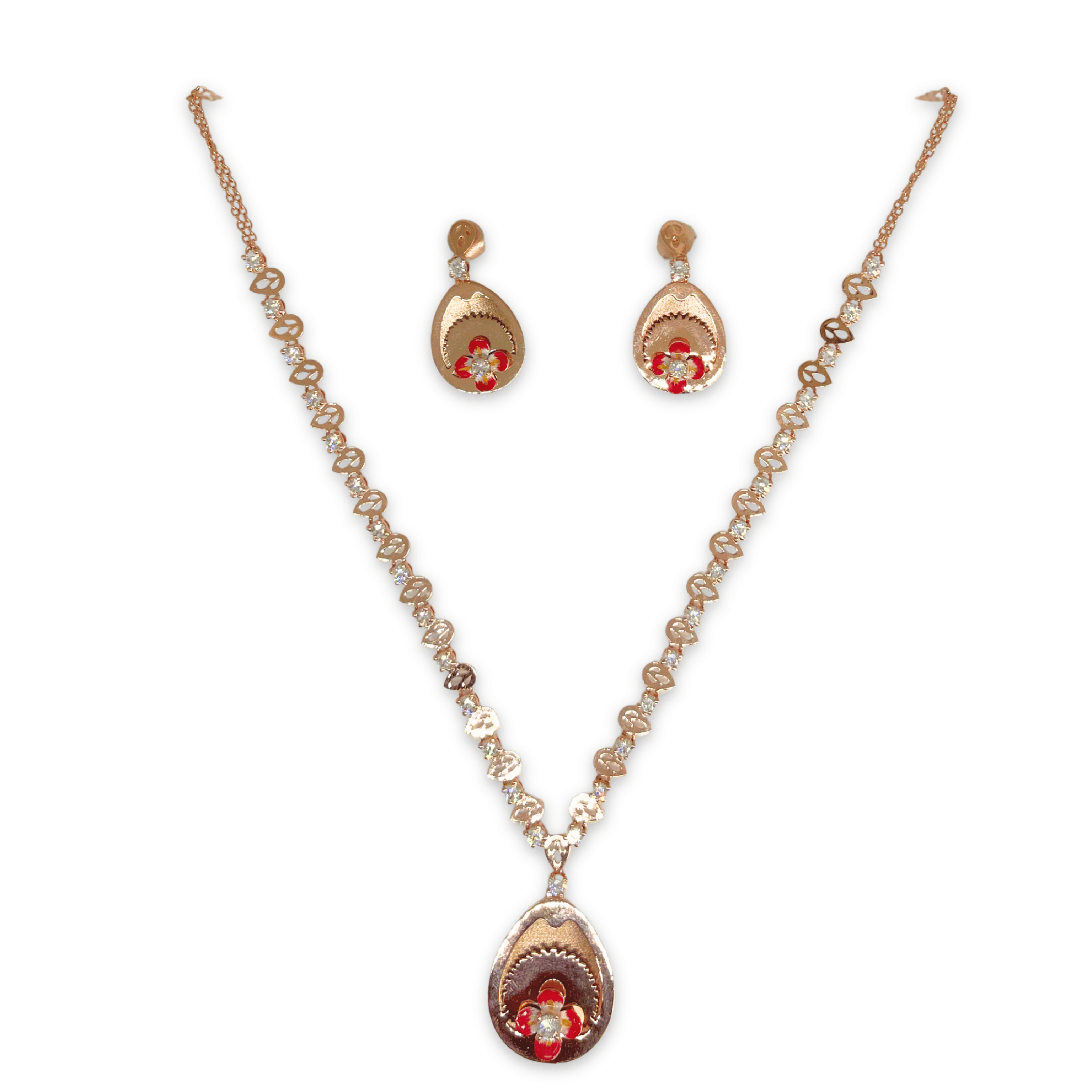 Elegant Floral Drop Necklace Set