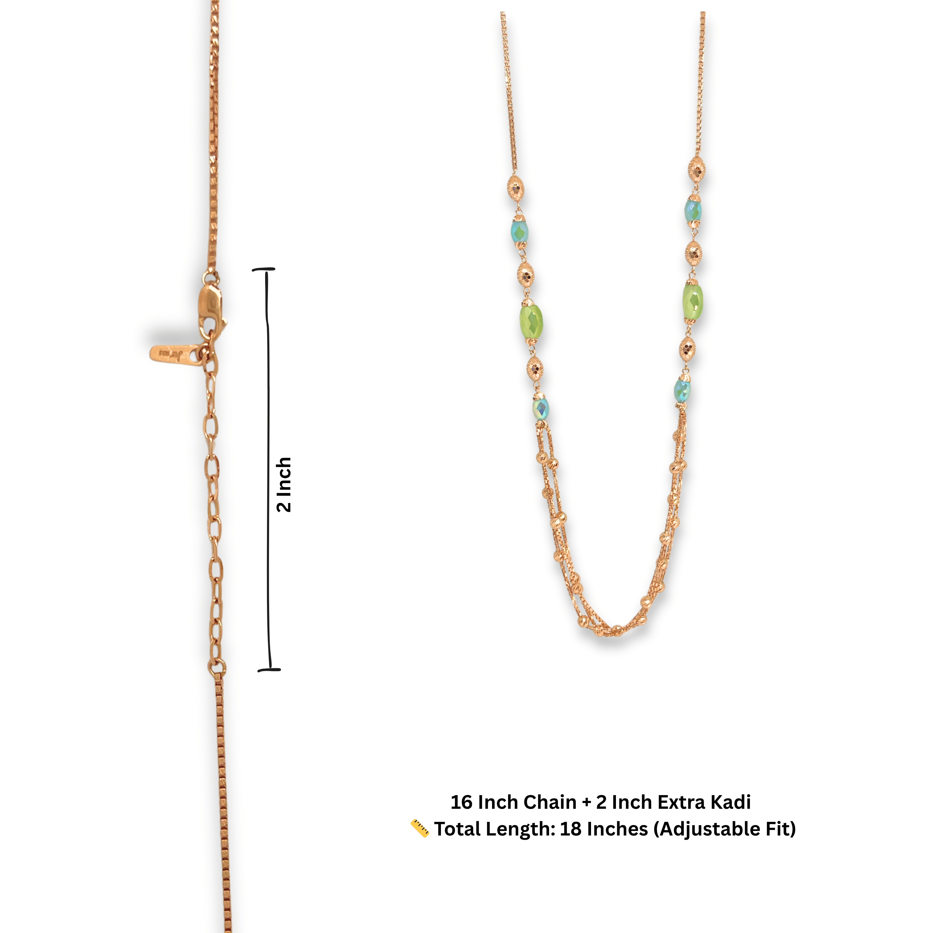 Green Aqua Dual Tone Elegant Chain Mala