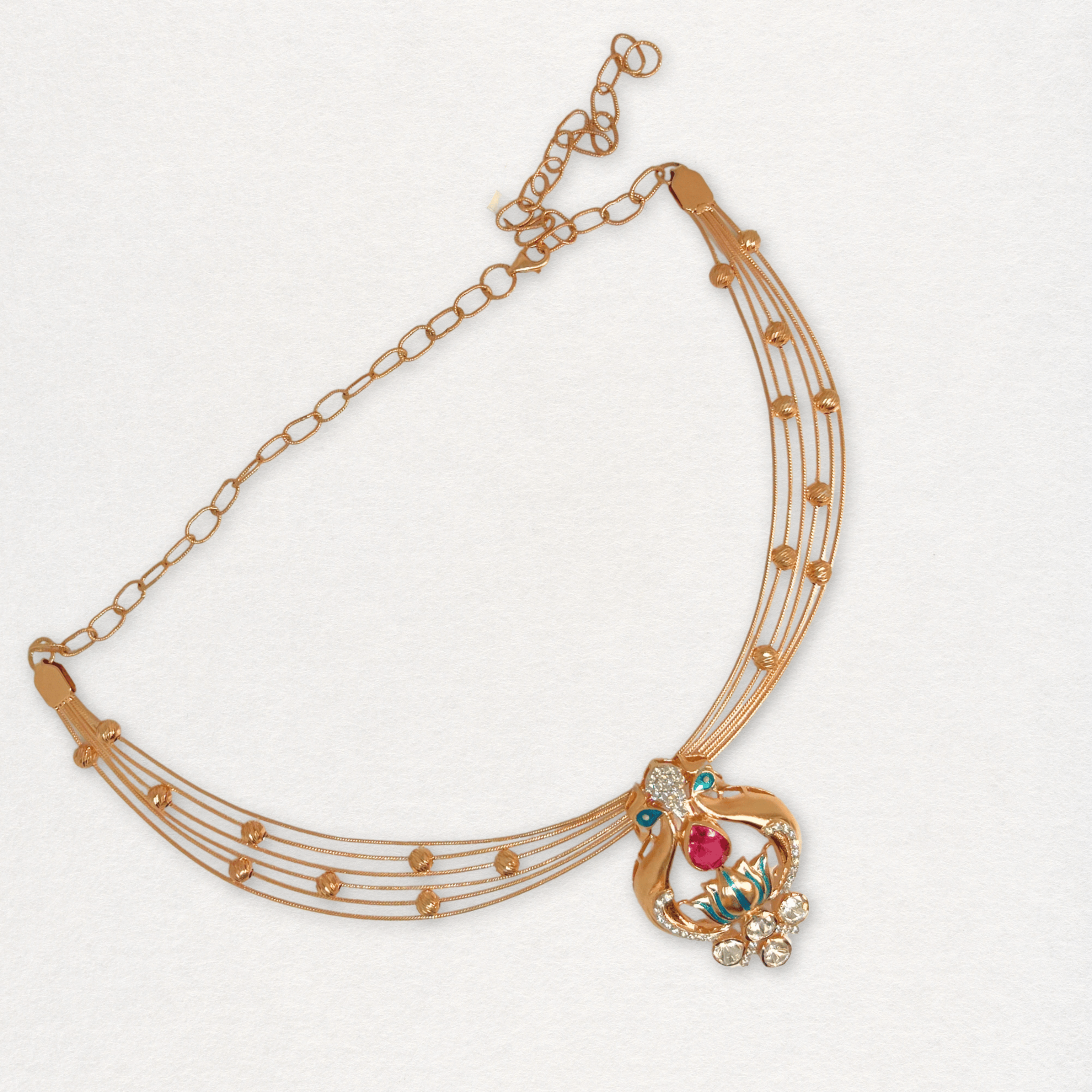 Designer Peacock Style Multi-Color Necklace Set