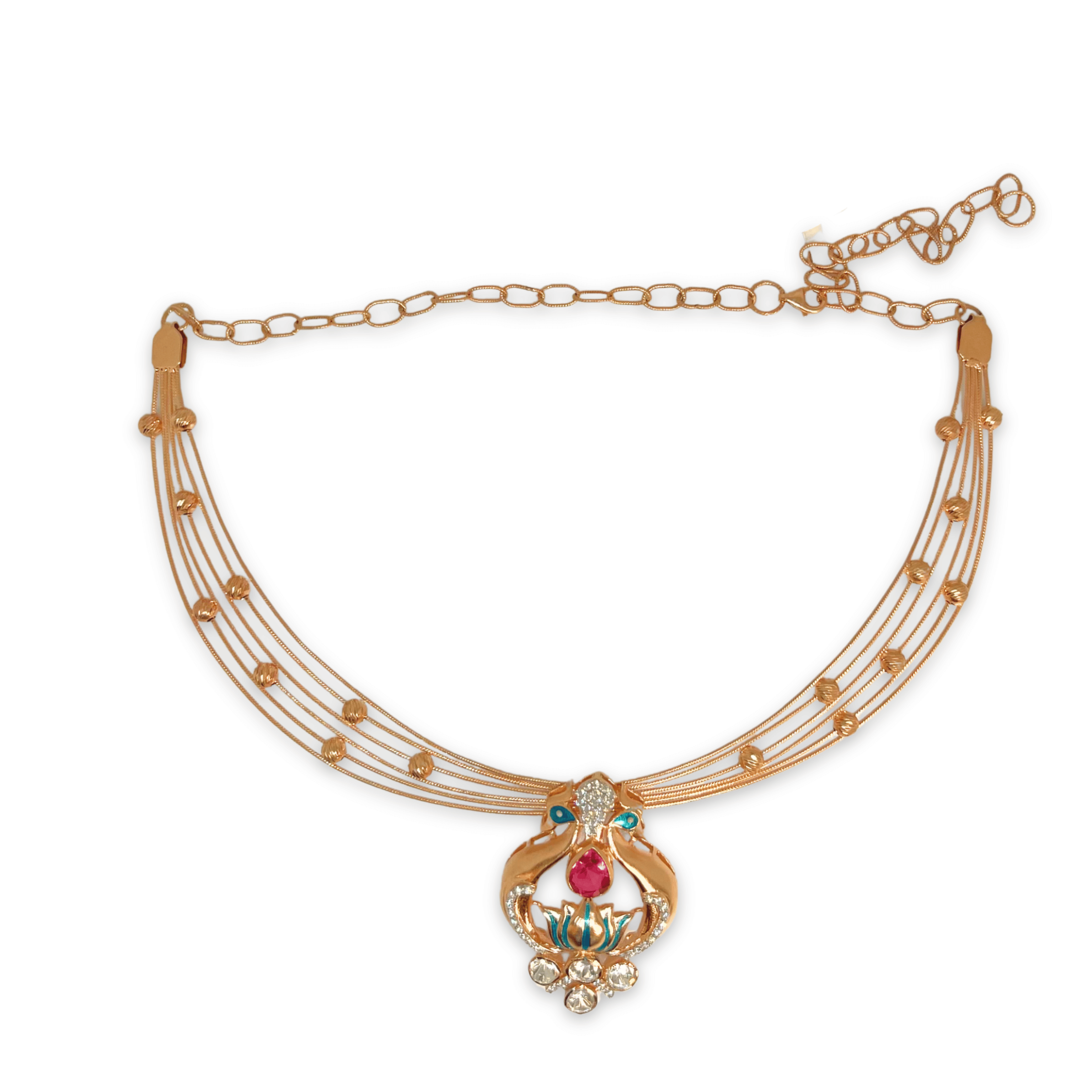 Designer Peacock Style Multi-Color Necklace Set