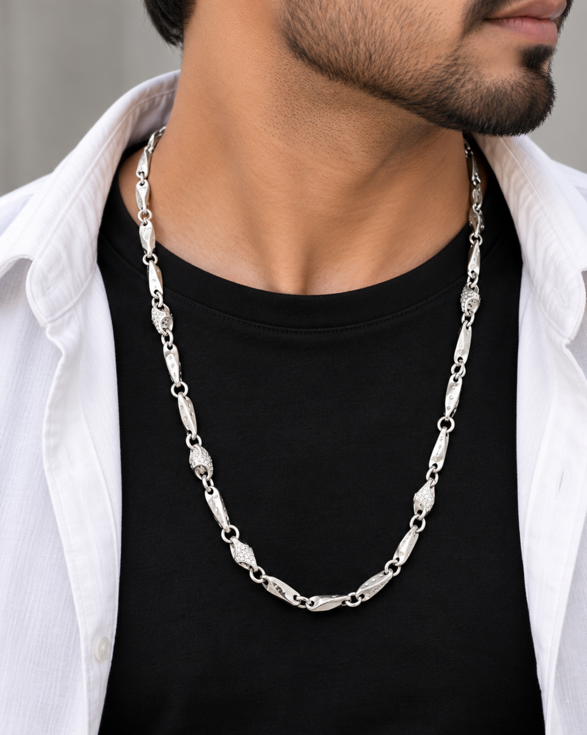 Crown Link 925 Silver Men's Chain
