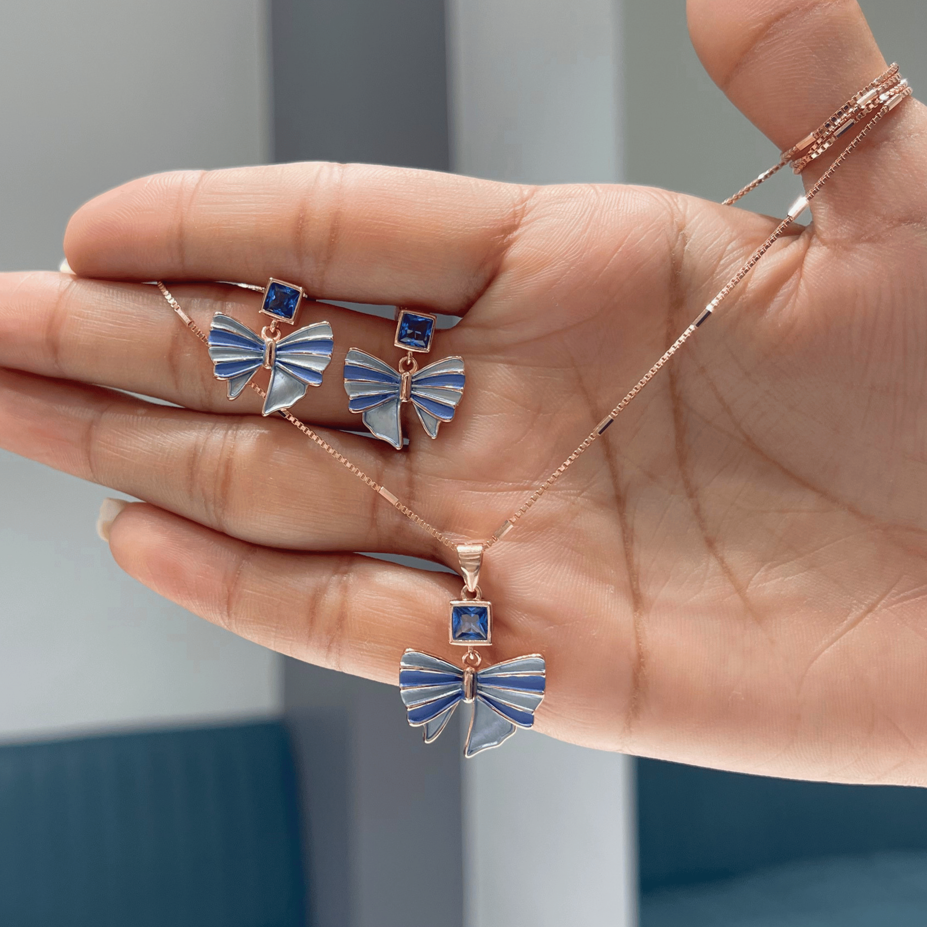 Crystal Heart Silver Set