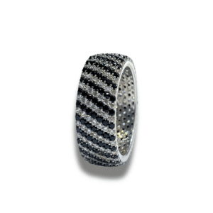 925 silver black & white cz stone band ring